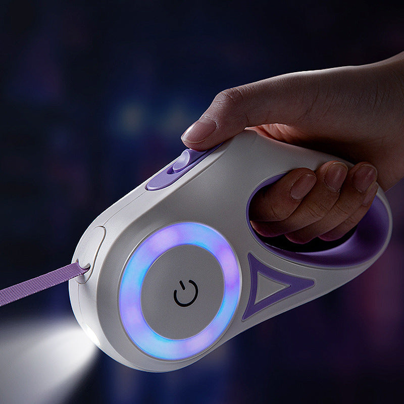 PetraLeash LED Retractable Dog Leash with Flashlight
